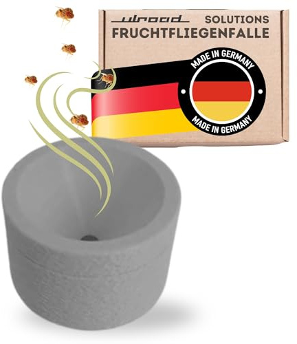 2X ULROAD Fruchtfliegenfalle OHNE Gift & Chemie I Made in Germany Lebendfalle für Küche Bad Wohnmobil Obstfliegenfalle wiederverwendbar Falle Fruchtfliegen Glas grau