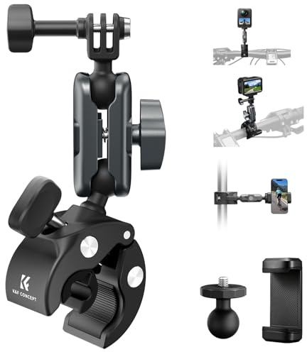 K&F CONCEPT Actionkamerafäste med actionkameraadapter och telefonhållare, cykelstyre klämma montering kompatibel med GoPro Hero 13 12 Insta360 X5 X4 DJI Osmo Action 5