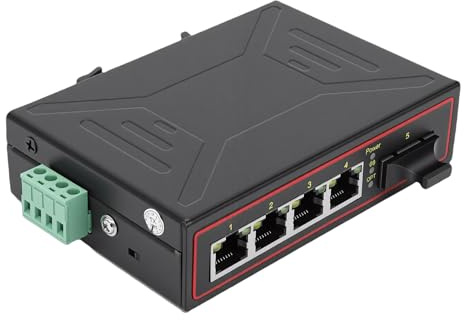 Jectse Switch Ethernet Industriel, 1 Port Optique SFP 4 Ports Ethernet RJ45 10 100 Mbps avec Port FX Remplaçable à Chaud, pour Transmission Fibre jusqu'à 120 Km