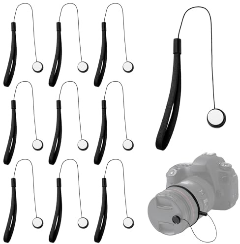 10 Pack Camera Lens Cap Leash, Lenses Cap Keeper Tether with Elastic String, Lens Caps Holder Compatible with Nikon Sony Sigma and Others SLR DSRL Mirrorless Lenses
