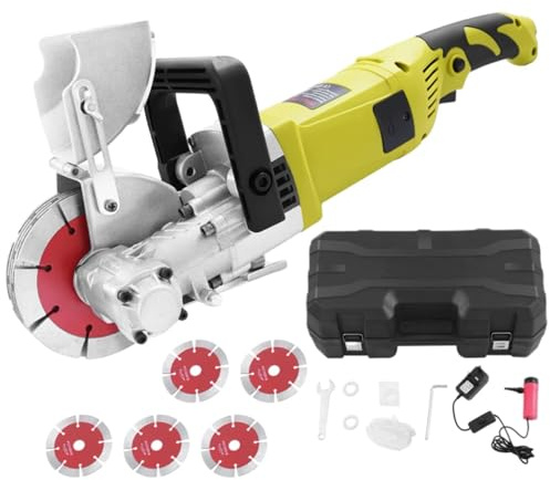 4000W Electric Wall Chaser, 5-Blade Wall Grooving Machine with Adjustable Cutting Depth & Width, Concrete Slotting Cutter for Brick/Marble/Stone, Dust-Free with Water Pump & Vacuum Adapter