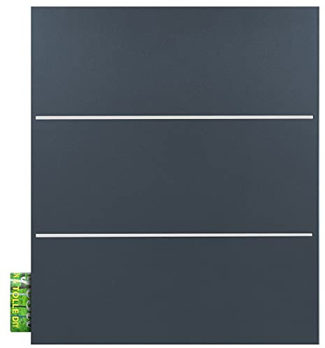Briefkasten anthrazit mit Zeitungsfach MOCAVI Box 141 Postkasten Edelstahl-Detail Wand-Briefkasten mit Zeitungsrolle groß, wetterfest, rostfrei, modern deutsche Marken-Qualität DIN A4 (RAL 7016)