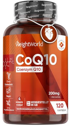 CoQ10 Supplement 200mg | 120 Vegan Co Enzyme Capsules | 4 Months Supply | Ubiquinone Form | High Absorption CoQ10 Supplements | Made in Britain | Non-GMO & Magnesium Stearate Free