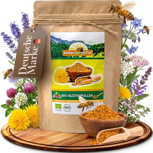 ImkerPur BIO Blütenpollen 500 g in Premium Imkerqualität | hochwertiges Granulat, komplett rückstandsfrei und süßlich-mild | naturbelassene Bee Pollen zum Essen | Blüten Pollen in BIO Qualität