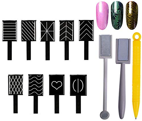 12Pcs/Set 9 stile 3D Cat Eye Magnet Stick Manicure Nail Art Magnet Tool, Mwoot Unghie Magnete Penna Chiodo per DIY gel unghie magico strumento