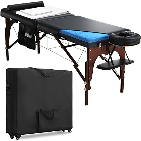 Luxton Home Massageliege aus Memory-Schaum mit rollbarer Tragetasche, waschbare Bettlaken und mehr – Dickeres breiteres tragbares Massagebett Professionelles ergonomisches Klappbett verstellbarer Höhe