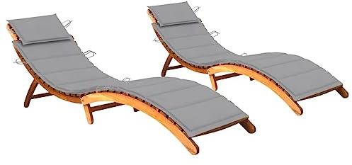 vidaXL Sonnenliegen 2 STK. mit Auflagen Massivholz Akazie
