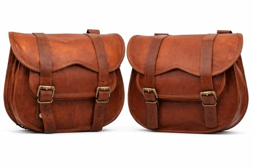 american blue Motorrad-Satteltaschen, Fahrrad-Seitentasche, Fahrrad-Werkzeugtasche | Satteltaschen | Motorradtaschen | Fahrradsatteltasche | Ledertasche (2 Taschen) (Braun)