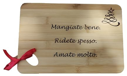 Tagliere In Legno Bambù Personalizzato Da Cucina Con Incisione Laser Personalizzata In Confezione Regalo Mamma Nonna