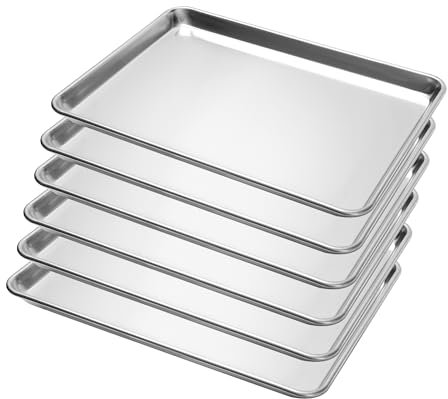 BIEAMA 6 Stück halbe Größe Backblech-Pfanne Aluminium kommerzielle Pfanne für Ofen Gefrierschrank Bäckerei Hotel Restaurant 33 x 45,7 cm