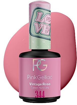 Pink Gellac UV Gel Nagellack - 344 Vintage Rose 15 ml - Lang Anhaltend UV Nagellack Rosa - Gel UV für 14 Tage Nägel in Salonqualität - Made in Holland