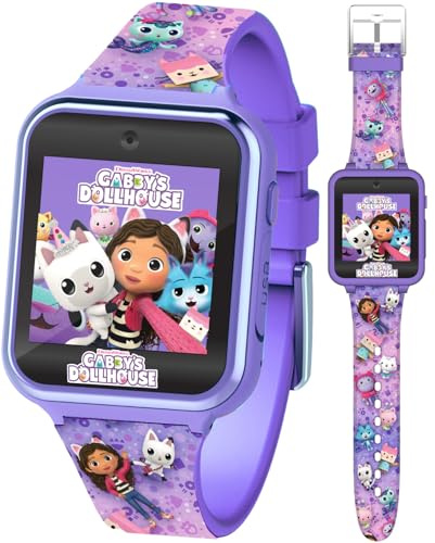 Accutime GAB4007 Montre Intelligente pour Enfants Gabby's Dollhouse avec caméra Selfie, Photo et vidéo, chronomètre, 6 Jeux, 3 Fonds d'écran, 10 Cadrans, dictaphone, Montre Fitness Tracker, réveil