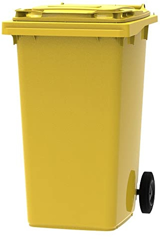 ESE France Conteneur Poubelle à déchets 2 roues - 240L - Robuste et Économique - 100% Recyclé - Jaune - Fabriqué en France