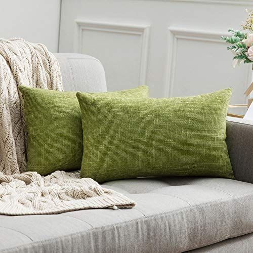 MIULEE Kissenbezüge Kissenhülle Dekokissen Leinen-Optik Dekorative Kissenbezug Sofakissen Couchkissen Deko Kreuz mit Verstecktem Reißverschluss für Sofa Schlafzimmer 2er Set 40x60 cm Grün