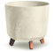 URBN GARDEN Large Round Concrete Look Plastic Planter Flower Pot Indoor Outdoor With Legs (cream)