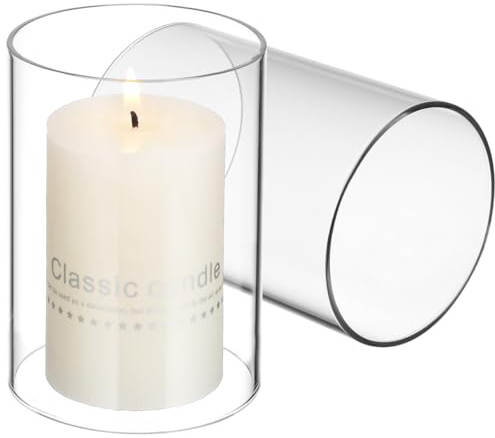 OSALADI 2Pcs Hurricane Candle Holder Sleeve, Glass Open Ended Candle Holder Clear Cylinder Candleholder for Candles Wax Melt Warmer