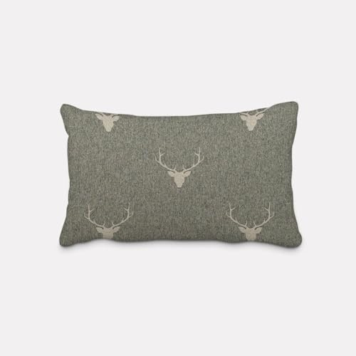 SCHÖNER LEBEN. Kissenhülle Jacquard Hirschkopf Geweih grün beige, Größe:40x60cm (HxB)