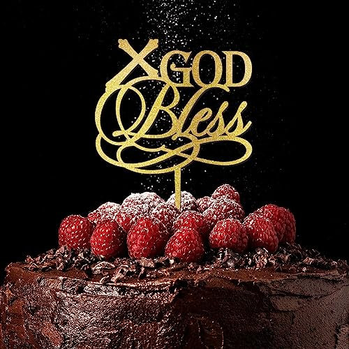 Rimego Kuchendekoration God Bless mit Name und Farbe, Erstkommunion, Konfirmation, Taufe, Tortendekoration, Tortendekoration