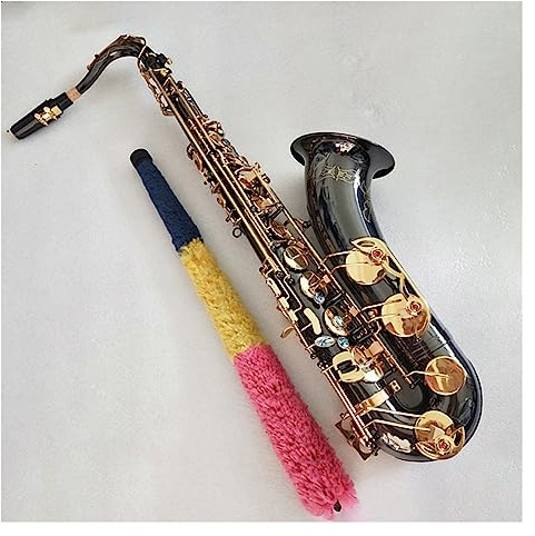 Schwarzes Nickel-Gold-Tenorsaxophon, Musikinstrumente, Bb-Tonröhre, Goldschlüssel-Saxofon Mit Koffer-Mundstück Saxophone für Anfänger