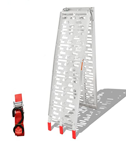 Duisrech Auffahrrampe Klappbar 226 cm x4, 340KG pro Rampe, Auffahrrampe für Anhänger,Auto Rampen, Verladeschiene Antirutsch Auffahrrampe Motorrad ATV Quad PKW Auto, Alu Verladerampe, Faltbare