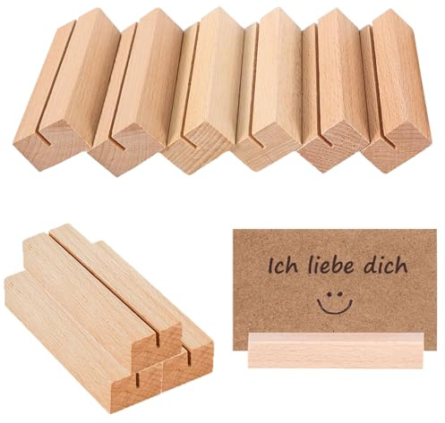 IheDovb 10 Stück Kartenhalter Holz, 2mm Stabil Tischkartenhalter Menükartenhalter Holzständer für Karten