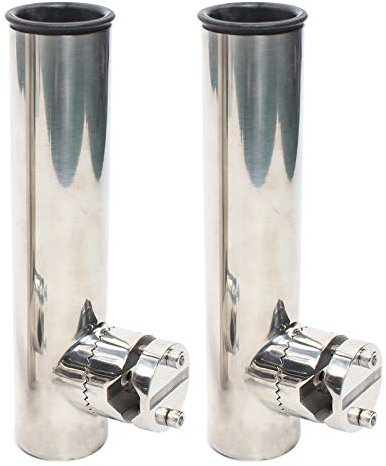 2X Angelrutenhalter aus Edelstahl Bootsrutenhalter Angelrutenhalter Rutenhalter Für Reling Rutenhalter Edelstahl für Boote Yachten Fischerboot 360° Drehung (19-25mm)