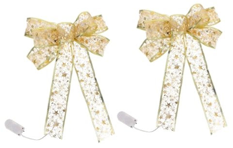 Cabilock 2 STK Beleuchteter Bogen Weihnachtsdekorationen Weihnachtsbaumschmuck Weihnachtsgirlande Christbaumschmuck Ornament Bogenverzierung Schleifenknoten selber Machen LED mit Lichtern