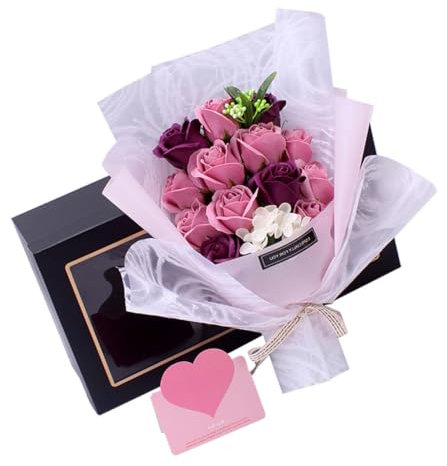 Yardenfun 1juego De Jabón Artificial Caja De para Bodas Cumpleaños y San Valentín Decoración Elegante y Rosa Simulada Color Pastel