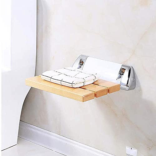 Duschstuhl, Sicherheitshocker für die Badewanne, klappbarer Duschsitz für die Wandmontage, Massivholz, Duschbank