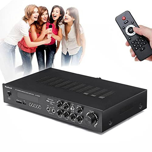 Jolre Amplificatore HiFi a 5 canali, Amplificatore Bluetooth integrato, FM USB Stereo Amplifier Full Amplifier, amplificatore stereo digitale con telecomando, 600 W.