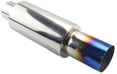 UTOYA Endrohr Universelle Edelstahl-Auspuffanlagen, Auto-Auspuffrohr-Schalldämpfer, Heck-Racing-Schalldämpfer, 2 Zoll, 2,5 Zoll Bis 3 Zoll, Blau Und Silber Auspuffrohr (Farbe : Blue 57MM)