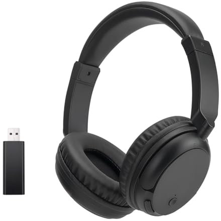 RETRADEKING Auriculares InaláMbricos FM Supraaurales, Auriculares InaláMbricos Bluetooth para Ver TelevisióN, TeléFono Y Pc, Auriculares EstéReo Livianos para Adolescentes Y Ancianos - Negro