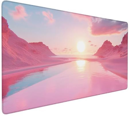 Rosa Mauspad 1200 x 600 x 3 mm,XXL Gaming Mauspad Ozean,Verlängertes Groß Mauspad Schreibtischauflage,Wasserdicht Mauspad,Genähte Kanten Mauspad,rutschfeste Gummibasis,Mauspad Gamer,Geschenk Y-829