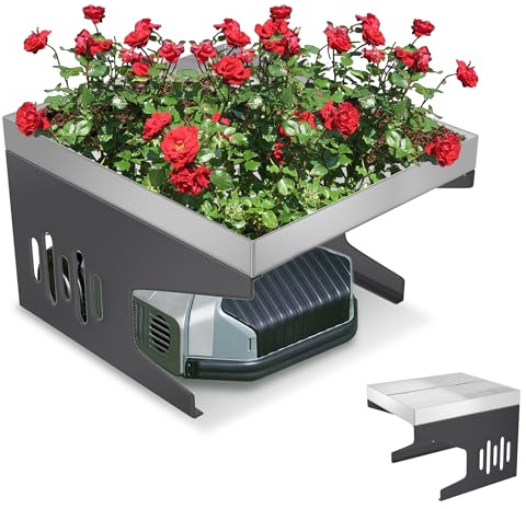 YRHome Mähroboter Garage Dach 70 x 60 x 42,5 cm Rasenroboter Metall Rasenmäher Carport Überdachung für Rasenroboter Rasenmähroboter Garage - Edelstahl