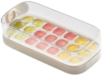 Bandeja de hielo con tapa, molde de silicona para alimentos, máquina de agua congelada, 21 rejillas de gran capacidad, resistente a la temperatura, 22,9 x 10,7 x 6,7 cm, para whisky, café, cóctel