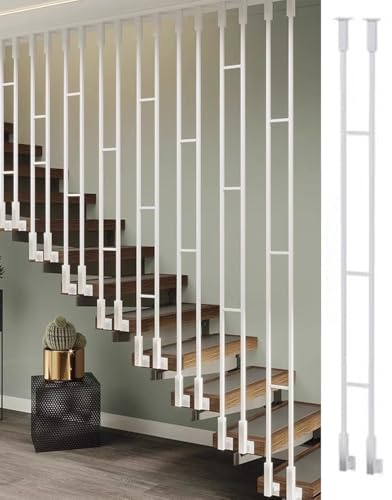 Balustres d'escalier verticaux personnalisables en métal de 40 à 200 cm de long pour intérieur - Broches de balustrade décoratives blanches pour décoration d'intérieur moderne (105 cm)