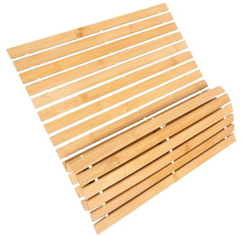 TOVINANNA Alfombra de Ducha Plegable de Bambú Antideslizante Sauna y Cocina Esterilla y Superficie y Funcional