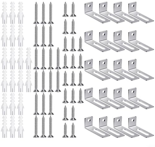 UrbanHui 20 Pack Whiteboard Wall Mounting Brackets Kit Includes Screws and Anchors for Secure White Board Installation Sturdy Metal Mounting Hardware for Home School Office Classroom