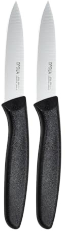 OPOLIA Paring Knife Fruit Knife Set (Pack of 2), Stainless Steel, Extra Sharp Blades, Sturdy Plastic Handle, Knife for Cutting Fruit and Vegetables,Black.