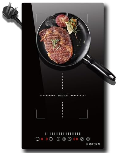 Noxton Plug in Induction Hob 2 Zone, 30cm Electric Hob Flex Zone for Barbecue Pan, 2800W Induction Hobs with Slider Touch Control 220-240V