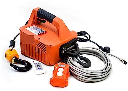 Treuil électrique portable, 500 kg 7,6 m treuil électrique portable treuil à main bloc de traction câble en acier électrique palan de levage câble de remorquage pour tout-terrain(blanc)
