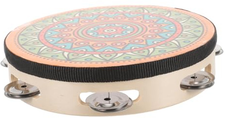 ELAYARD Einreihiges Tamburin Handtrommel Metall Holz Hand Percussion Musikinstrument für Anfänger Bühnenaufführung Musikunterricht