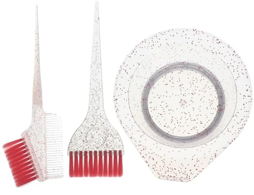 PAMINGONO Juego de Pincel y Cuenco para Teñir el Cabello, Kit de 3 Piezas Cerdas Flexibles, Cuenco Transparente de Plástico Resistente, Adecuado para Peluquería Profesional y Uso Personal