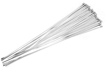 Bridas para cables de acero inoxidable, bridas metálicas autoblocantes de alta resistencia para entornos hostiles, 4,6 mm de ancho, 450 mm de longitud, paquete de 100 unidades