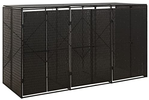 Générique Abri pour Poubelle Triple Noir 207x80x117 cm Résine tressée,Maison & Jardin,Produits ménagers,Accessoires pour conteneurs à déchets,Cache-conteneurs à déchets,319862