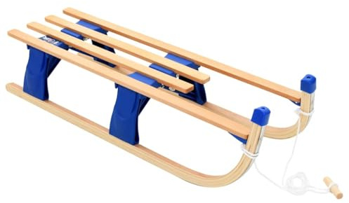 Runheo Traîneau Pliable en Bois 110 cm pour Famille et Enfants, léger, Robuste avec Patins en métal, Corde de Traction, idéal pour Loisir Hiver Skis, Montagne, Neige, Descente, Transport Facile