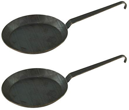 Markenlos Set di padelle in Ferro battuto con Gancio Manico in Tenendo. Misure e Set, Acciaio Inox, Typ2-2er