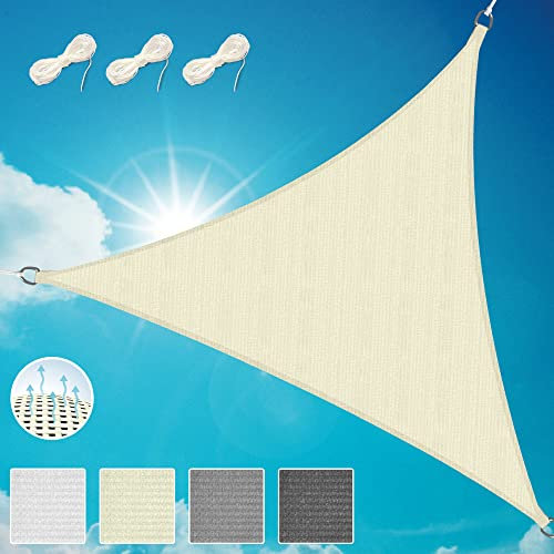 Sol Royal Sonnensegel dreieckig 3,6x3,6x3,6m Wasserdurchlässig HDPE Atmungsaktiver Balkon Terrasse Segeltuch UV Sonnenschutz Segel Garten Pool Camping Creme – Shade Sails HS9