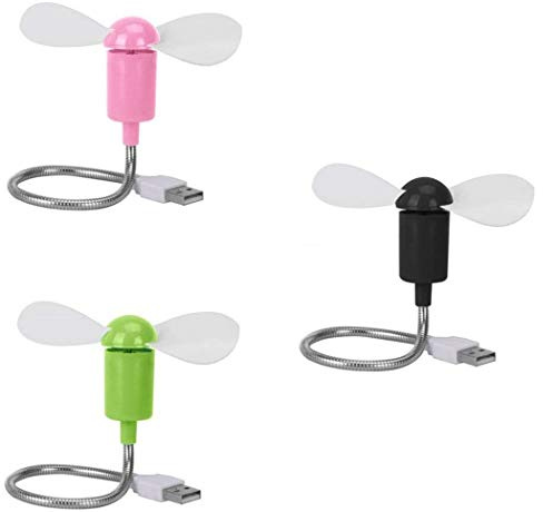Mini Mobile USB Powered Cooling Fan Flexible Goose neck Air Blower For Desktop PC Computer Laptop Notebook Tablet 3 Pack (Pink/Green/Black)