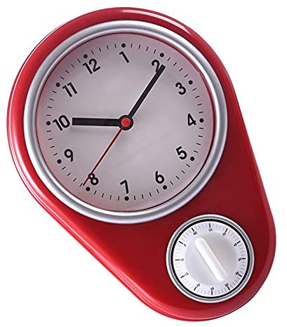 Kitchen Timer with Pointer Countdown Timer with Wall Clock Visual Timer with Loud Alarm Egg Timer for Cooking Food Tea, Egg